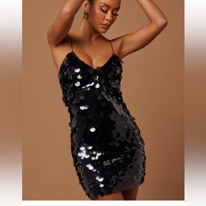 Black Sequin Mini Dress